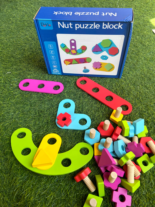 Nut puzzle block